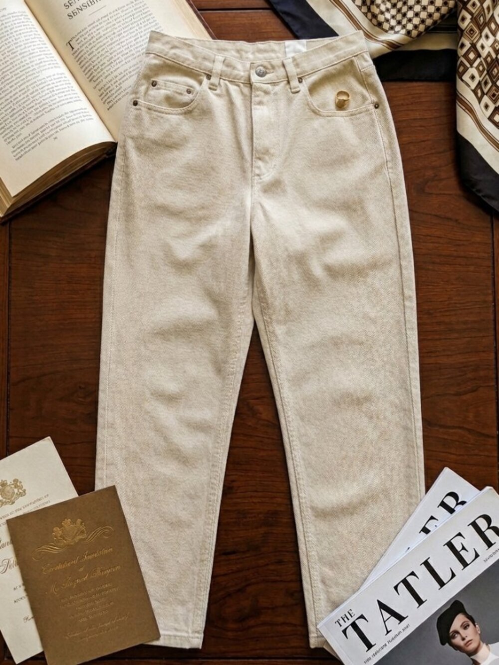 Liz Claiborne Petite Khaki Tan High Waisted Straight Leg Denim Jeans